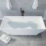 ANZZI FT-AZ8419 Kayenge 5.9 ft. Solid Surface Center Drain Freestanding Bathtub in Matte White