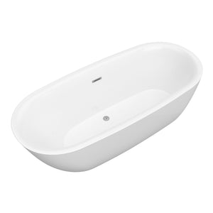 Ami 67 in. Acrylic Flatbottom Freestanding Bathtub in White