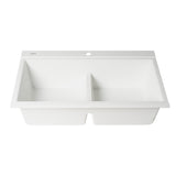 ALFI Brand AB3418DBDI-W White 33" Granite Composite Workstation Double Bowl Drop-in Sink