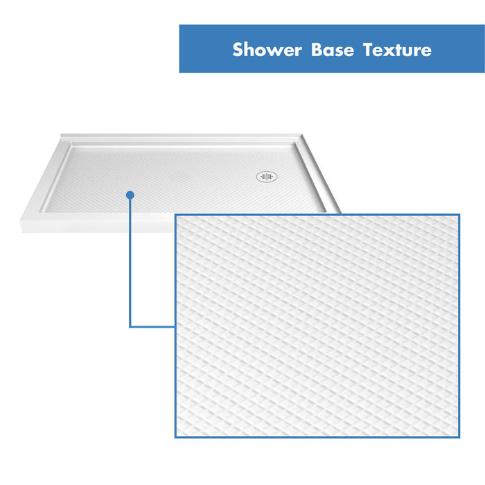 DreamLine DLT-1036542 SlimLine 36"D x 54"W x 2 3/4"H Right Drain Double Threshold Shower Base in White
