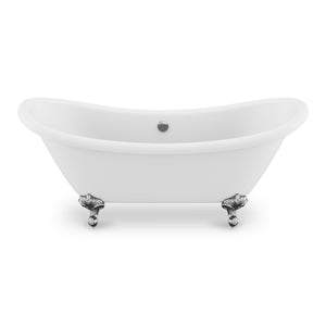 Falco 5.8 ft. Claw Foot One Piece Acrylic Freestanding Soaking Bathtub in Glossy White with Polished Chrome Feet