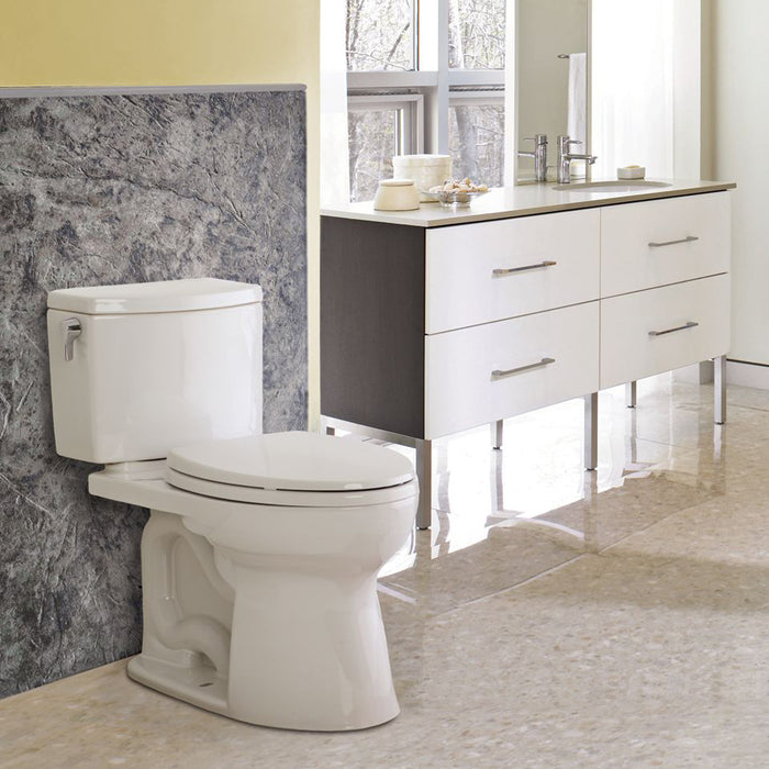 TOTO CST453CUFG#01 Drake II 1G Two-Piece Round 1.0 GPF Universal Height Toilet, Cotton White