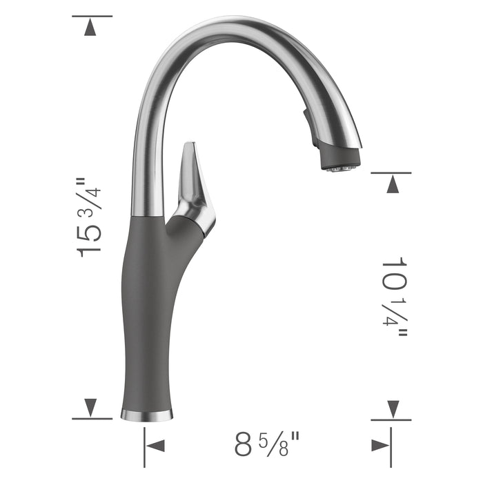 Blanco 442033 Artona Pull-Down Dual-Spray Kitchen Faucet - PVD Steel/Cinder