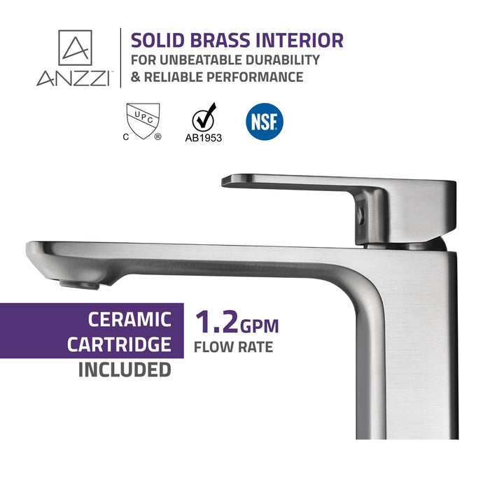 ANZZI L-AZ103BN Vibra Single Hole Single-Handle Bathroom Sink Faucet-Brushed Nickel