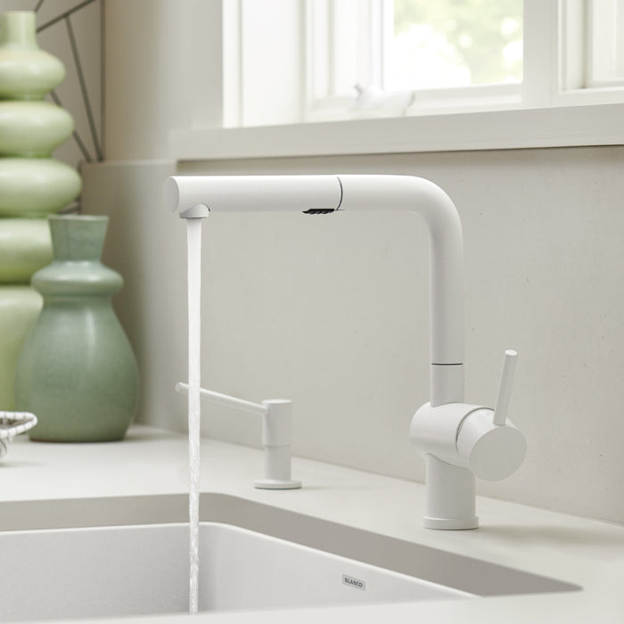 Blanco 526373 Linus Low Arc Pull-Out Dual-Spray Kitchen Faucet - White