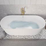 ANZZI FT-AZ8402 Badi 5.9 ft. Solid Surface Center Drain Freestanding Bathtub in Matte White