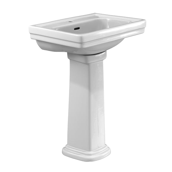 TOTO Promenade 24" x 19-1/4" Rectangular Pedestal Bathroom Sink for Single Hole Faucets, Cotton White - LPT532N#01