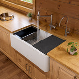 ALFI brand AB33FARM-W White 33" Granite Composite Single Bowl Drop In Farm Sink with Accessories