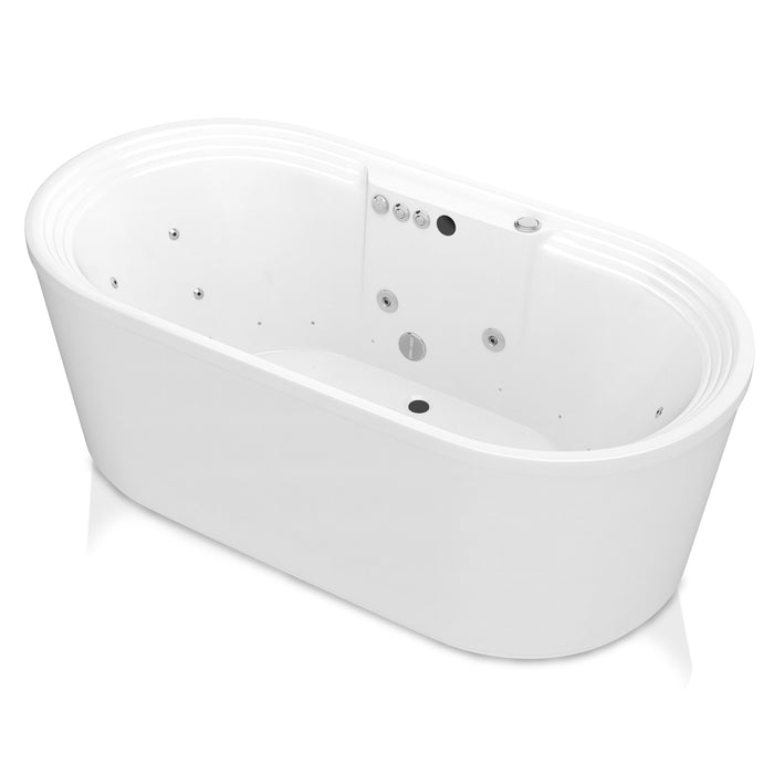 ANZZI FT-AZ201 Sofi 5.6 ft. Center Drain Whirlpool and Air Bath Tub in White