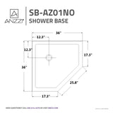 ANZZI SB-AZ01NO Randi 36" x 36" Neo-Angle Double Threshold Shower Base in White