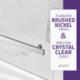 ANZZI SD05401BN-3260L 5 ft. Bathtub in White with 48" x 58" Frameless Tub Door in Brushed Nickel