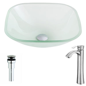 Vista Series Deco-Glass Vessel Sink in Lustrous Frosted Finish with Harmony Faucet in Brushed Nickel