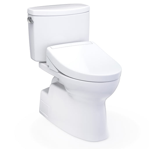TOTO Washlet+ Vespin II Two-Piece Elongated 1.28 GPF Toilet and Washlet+ S5 Bidet Seat, Cotton White - MW4743446CEFG#01