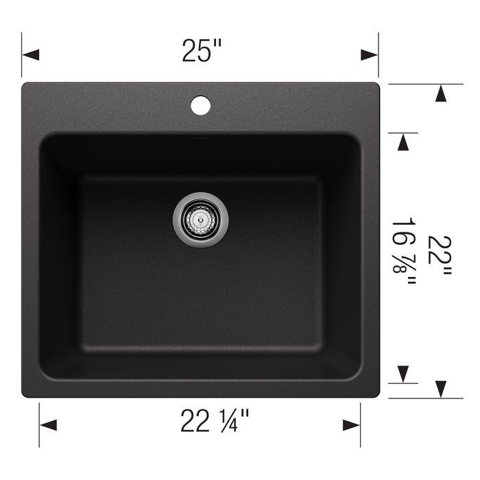 Blanco 401920 Liven SILGRANIT 25" Single Bowl Dual Mount Laundry Sink - Anthracite