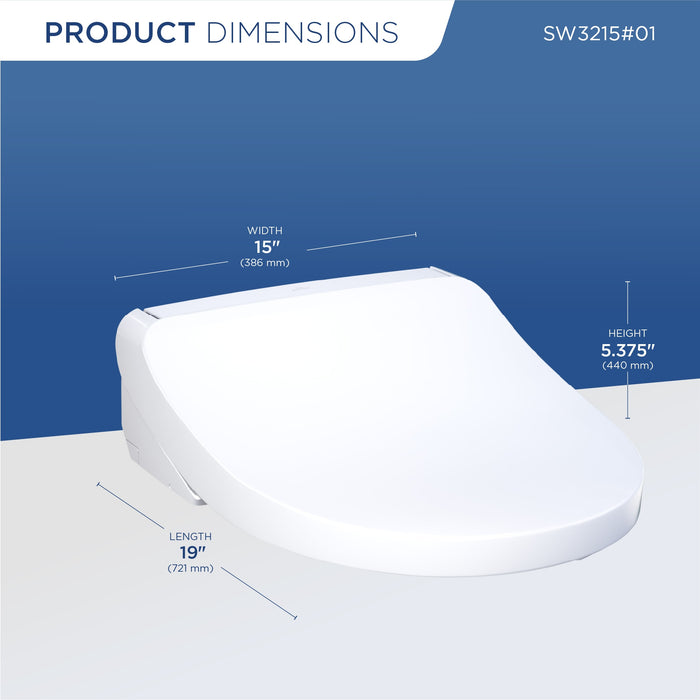 TOTO SW3215#01 WASHLET KS5 Heated Bidet Toilet Seat with Instant Water Heating, Round, Cotton White