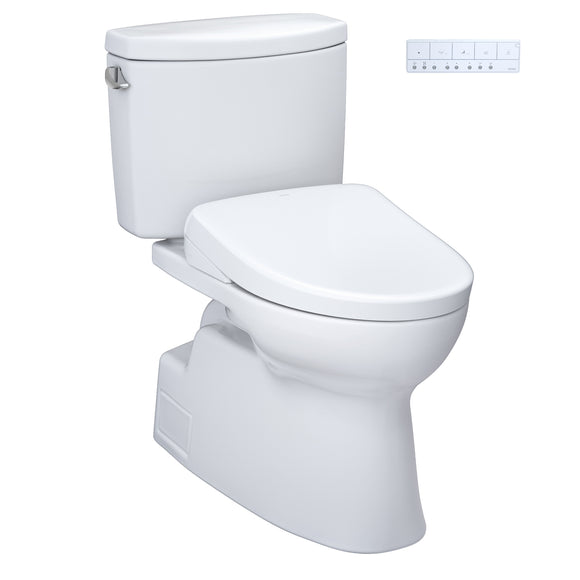 TOTO WASHLET+ Vespin II Two-Piece Elongated 1.28 GPF Toilet and WASHLET+ S7A Contemporary Bidet Seat, Cotton White - MW4744736CEFG#01