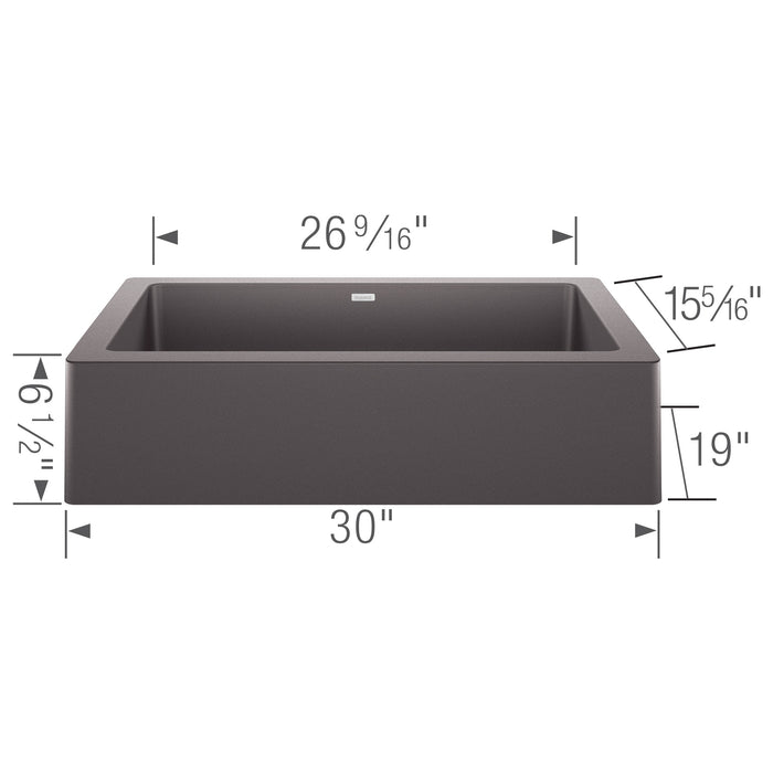 Blanco 526539 Vintera SILGRANIT 30" Single Bowl Apron-Front Farmhouse Sink - Cinder