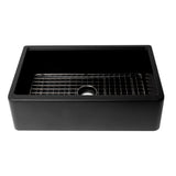 ALFI Brand AB33FARM-BLA Black 33" Granite Composite Single Bowl Drop-in Farm Sink