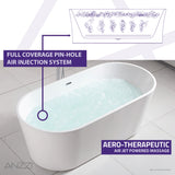 ANZZI FT-AZ067 Jericho Series 67" Air Jetted Freestanding Acrylic Bathtub in White