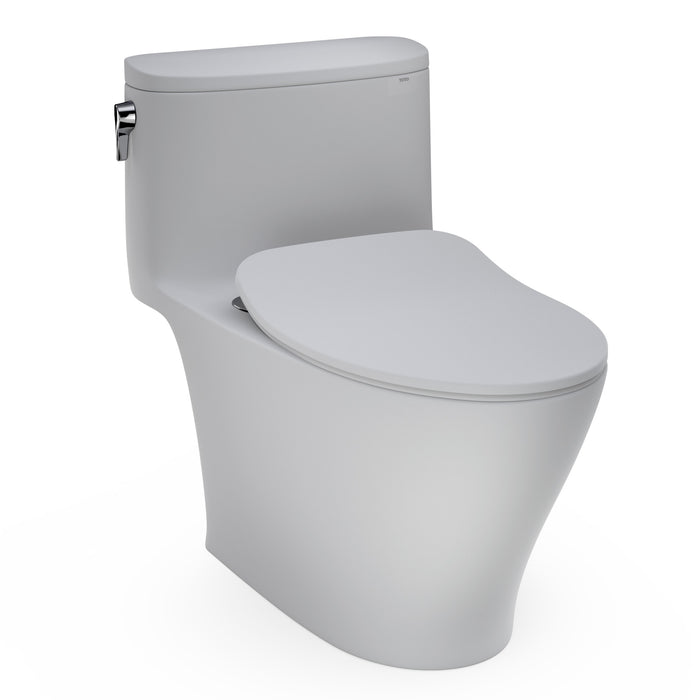 TOTO Nexus one-piece elongated 1.28 GPF universal height toilet with SS234 SoftClose seat in Matte Grey.