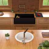 ALFI Brand AB33FARM-BLA Black 33" Granite Composite Single Bowl Drop-in Farm Sink