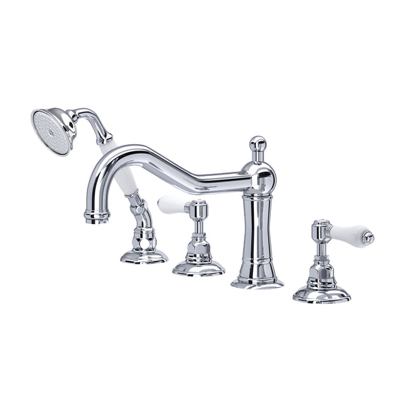 House of Rohl A1404LPAPC Acqui 4-Hole Deck Mount Column Spout Tub Filler with Handshower