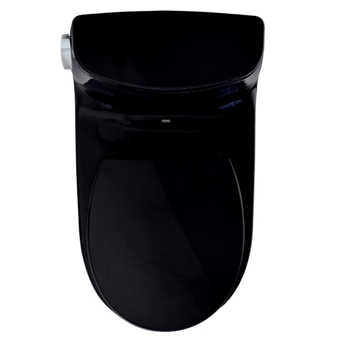 TOTO MS603113CEF#51 UltraMax One-Piece Round 1.28 GPF Universal Height Toilet with Seat, Ebony (Black)