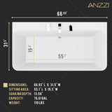 ANZZI FT-AZ114-6773CH VAULT 67" Acrylic Freestanding Bathtub in White with Deck Mount Faucet & Hand Sprayer