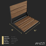 ANZZI AC-AZ203MB Saxon 17" Teak Wall Mounted Folding Shower Seat in Matte Black