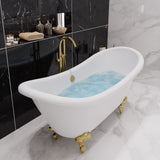 ANZZI FT-AZ132BG Falco 5.8 ft. Acrylic Freestanding Soaking Bathtub in Glossy White with Brushed Gold Feet