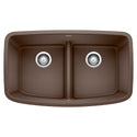Blanco 442203 Valea SILGRANIT 32" 50/50 Double Bowl Undermount Kitchen Sink with Low Divide - Cafe