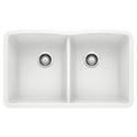 Blanco 440185 Diamond SILGRANIT 32" 50/50 Double Bowl Undermount Kitchen Sink - White