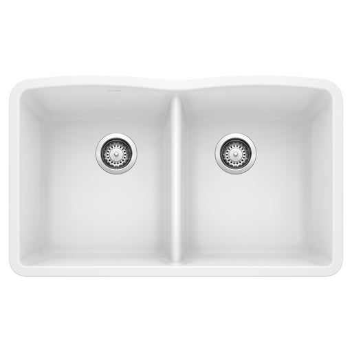 Blanco 440185 Diamond SILGRANIT 32" 50/50 Double Bowl Undermount Kitchen Sink - White
