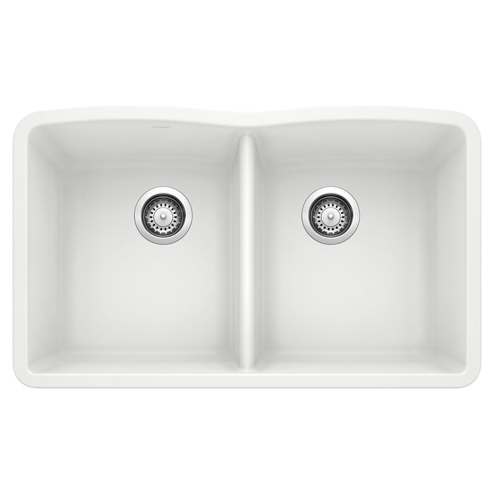 Blanco 440185 Diamond SILGRANIT 32" 50/50 Double Bowl Undermount Kitchen Sink - White