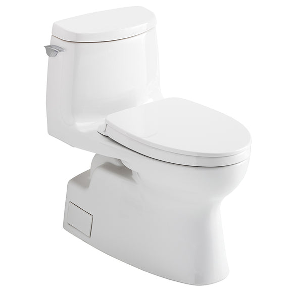 TOTO Carlyle II 1G One-Piece Elongated 1.0 GPF Universal Height Toilet with CEFIONTECT and SS124 SoftClose Seat, WASHLET+ Ready, Cotton White - MS614124CUFG#01