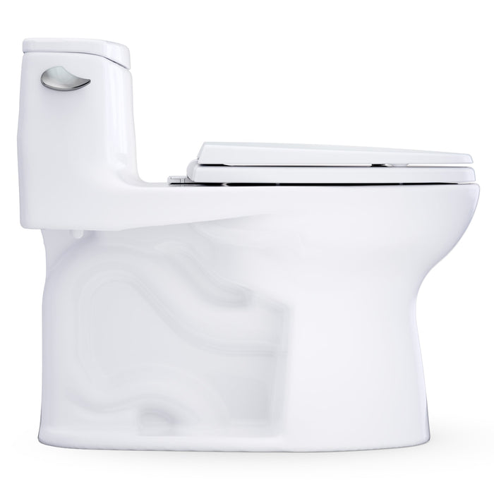 TOTO MS618114CEFG#01 UltraMax Low Profile One-Piece Elongated 1.28 GPF Universal Height Toilet with Seat, Cotton White