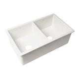 ALFI Brand ABF3219DUD-W White 32" x 19" Double Bowl Fireclay Kitchen Sink with Grid