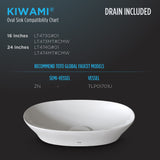 TOTO LT473MT#CMW Kiwami Oval 16" Vessel Bathroom Sink with CEFIONTECT, Clean Matte