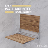 ANZZI AC-AZ8208 Isle 17" Teak Wall Mounted Folding Shower Seat