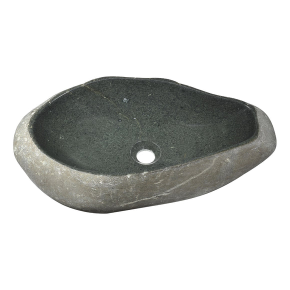 Unkindled Basin Vessel Sink in Dark River Stone