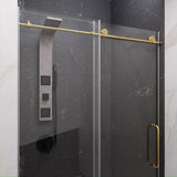 ANZZI SD-AZ8077-01BG Leon Series 48" by 76" Frameless Sliding Shower Door in Brushed Gold with Handle