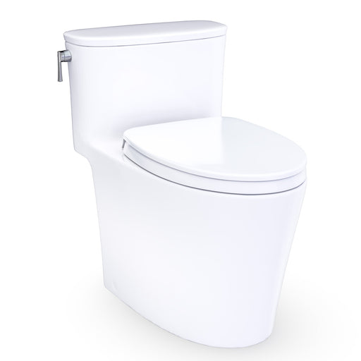 TOTO Aurora 1G One-Piece Elongated 1.0 GPF WASHLET+ and Auto Flush Ready Universal Height Toilet with CEFIONTECT and SS124 SoftClose Seat, Cotton White - MS686124CUFG#01