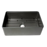 ALFI Brand ABFS3020-GM Grey Matte Workstation 30" x 20" Single Bowl Step Rim Fireclay Farm Sink