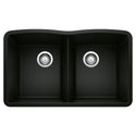 Blanco 442913 Diamond SILGRANIT 32" 50/50 Double Bowl Undermount Kitchen Sink - Coal Black