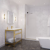 ANZZI SD-AZFL06001BGF Veil Series 74" by 34" Framed Frosted Glass Shower Screen in Brushed Gold