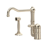 House of Rohl A3608LMWSSTN-2 Acqui Single Hole Column Spout Kitchen Faucet with Sidespray