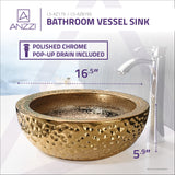 ANZZI LS-AZ8199 Levi Series Vessel Sink in Speckled Gold