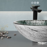 ANZZI LS-AZ903 Amalfi Round Glass Vessel Bathroom Sink with Stellar Grey Finish