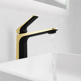 ANZZI L-AZ904MB-BG Single Handle Bathroom Sink Faucet with Pop-up Drain in Matte Black & Brushed Gold