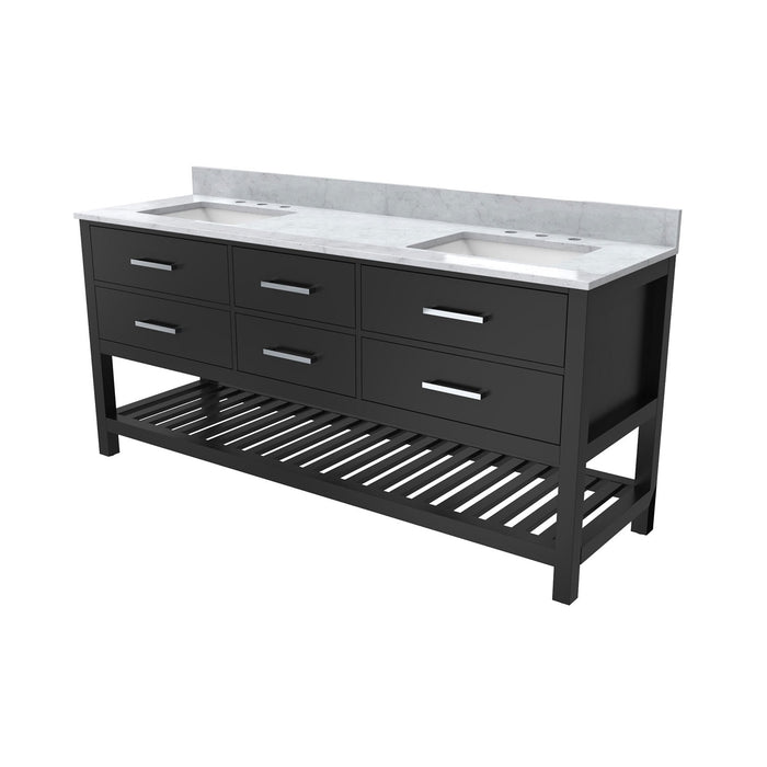 DreamLine VFVC722234SWMBK Valencia 72" Oak Console Vanity with Two Rectangular Undermount Sinks - Black